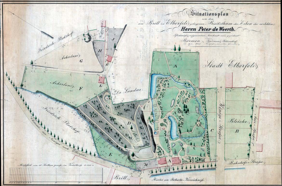 Alte Karte von Heidelberg, Deutschland, mit schwarzem Rand, zeigt detaillierte Stadtplanung einschließlich Straßen, Gebäuden und Text mit Bevölkerung, Lage und historischer Information.
