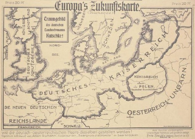 Ein verblasstes frühes 20. Jahrhundert-Karte von Europa mit handgeschriebenem Text, die die Grenzen der Europäischen Union veranschaulicht.