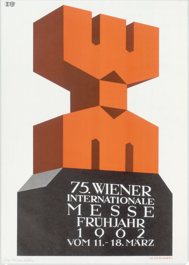 Plakat für die 75. Internationale Messe Frühjahr in München, Deutschland, mit einer farbenfrohen zentralen Skulptur und Text auf einem weißen Hintergrund.