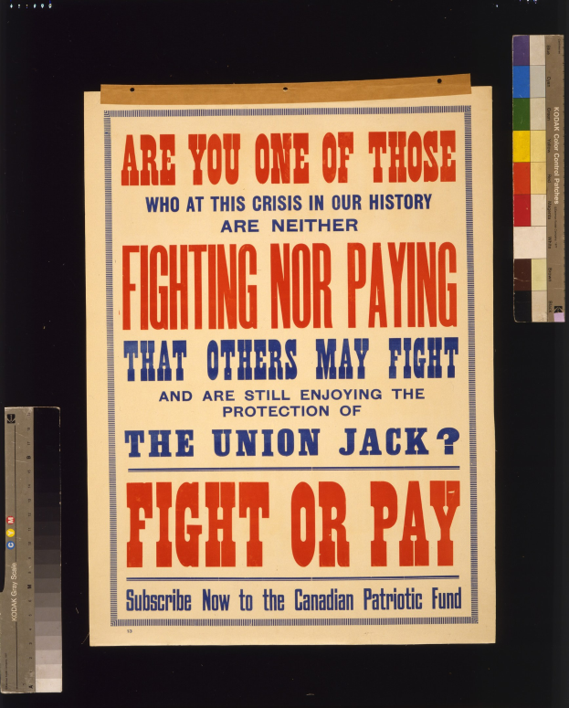 Plakat mit Text, der Unterstützung während einer Krise fordert, mit einer Waage auf der linken Seite.