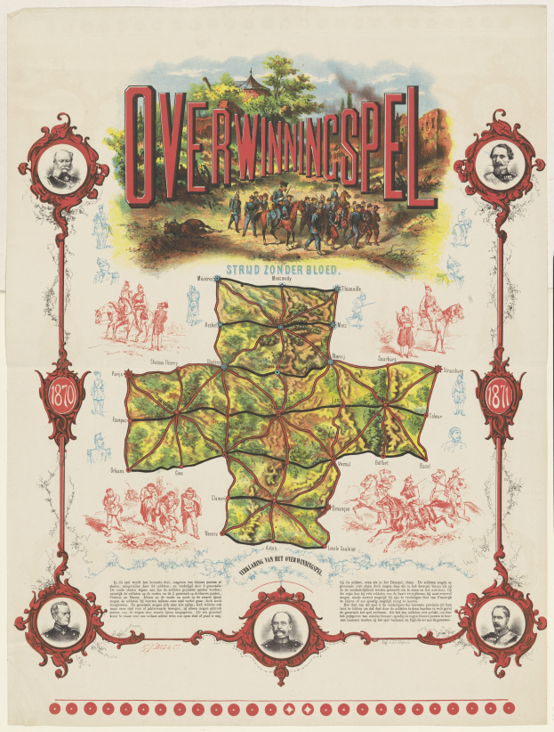 Eine farbenfrohe und detaillierte Karte von Overwiningspel, Deutschland, mit lächelnden Menschen, Bäumen und klar beschrifteten Sehenswürdigkeiten in fetter Schrift.