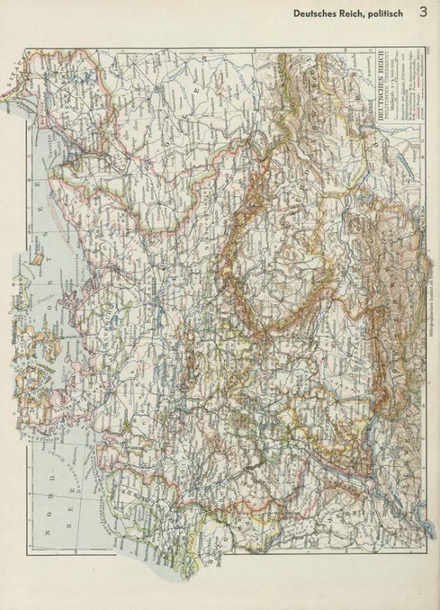 Eine Karte Deutschlands aus dem 19. Jahrhundert, die politische Teilungen zeigt, mit beschreibendem Text oben und unten.
